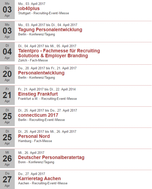 Recruiting Events April 2017