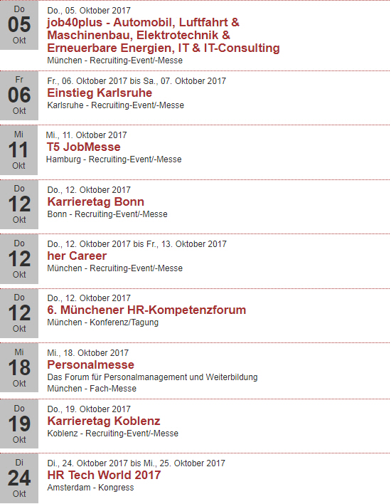 Eventkalender auf Rekrutierungserfolg.de Oktober 2017